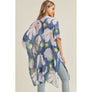 DIONA J BIG FLOWER PRINT KIMONO ONE SIZE COLOR TEAL