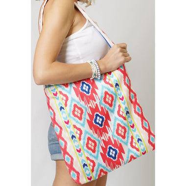 DIONA J 2-IN-1 BEACH TOWEL TOTE BAG COLOR NAVY CORAL