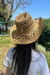 Wide brim gambler sun hat in handwoven  straw with