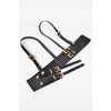 DIONA J PLUS SIZE PATENT LEATHER HARNESS BELT COLOR BLACK/GOLD