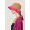 DIONA J TWO TONE STRAW BUCKET HAT ONE SIZE COLOR FUCHSIA