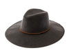 Faux suede wide brim panama hat with braided band