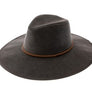Faux suede wide brim panama hat with braided band