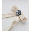 Tweed Ribon camelia Hair Pins Ivory