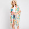 DIONA J HAND DRAWN WATERCOLOR FLOWER GARDEN KIMONO ONE SIZE COLOR BEIGE