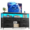 TV Stand Dresser With 5 Drawers, TV Stands Entertainment Center For 50 Inch Television, Media Console Table With Power Outlets And LED Lights, Office Lockers, Open Shelf, Living Room