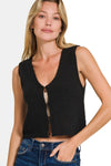 Zenana Hook and Eye Closure V-Neck Sweater Vest