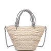 WOVEN STRAW RHINESTONE KNOTTED GAIA TOTE BAG COLOR IVORY