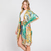 DIONA J HAND DRAWN WATERCOLOR TROPICAL LEAVES KIMONO ONE SIZE COLOR BEIGE