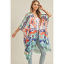 DIONA J FASHION AZTEC KIMONO ONE SIZE COLOR ORANGE
