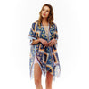 DIONA J AZTEC PRINTED KIMONO ONE SIZE COLOR YELLOW/BLUE