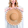 DIONA J CONTRAST BRIM EDGE FLOPPY STRAW SUN HAT WHITE