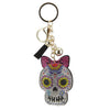 Halloween Rhinestone Skull Keychain with Tassel