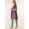DIONA J AMERICAN FLAG COVER UP KIMONO ONE SIZE COLOR NAVY BLUE