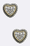 Designed 2 Tone Heart Post Earring