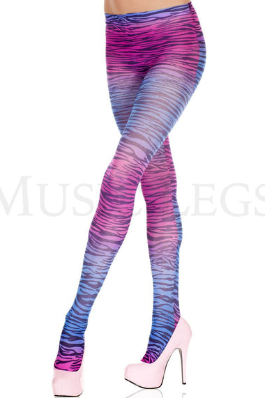 Multicolor zebra print pantyhose.