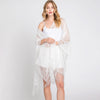 DIONA J FLORAL LACE KIMONO WITH TASSEL ONE SIZE COLOR WHITE