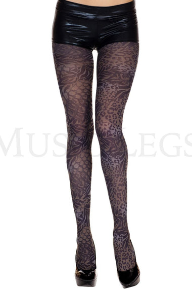 Floral and animal print pantyhose