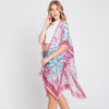 DIONA J ABSTRACT PAISLEY PRINT KIMONO CARDIGAN ONE SIZE COLOR PINK