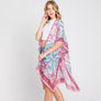 DIONA J ABSTRACT PAISLEY PRINT KIMONO CARDIGAN ONE SIZE COLOR PINK