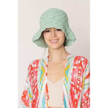 DIONA J STRAW BUCKET HAT ONE SIZE COLOR MINT GREEN
