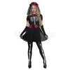 Day Of The Dead 3 Pc Black Women's Flare Dress Halloween Costume Set Size S/M