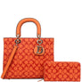 DIONA J 2IN1 OVAL PRINT FASHION HANDLE SATCHEL W WALLET SET COLOR ORANGE