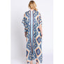 DIONA J BOHO PRINT KIMONO COVER UP ONE SIZE COLOR BLUE