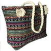 Aztec White Rope Shoulder Tote Bag - Boho Chic Tote with Vibrant Patterns, Spacious Compartments, Geometric Pattern - DJ Comics