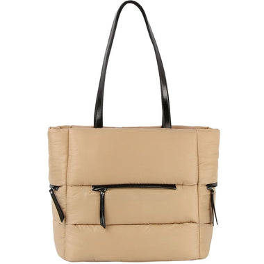 DIONA J SMOOTH CUSHION TEXTURE ZIPPER CROSSBODY SHOULDER BAG TAUPE