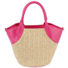 CHIC STRAW HANDLE SATCHEL BAG COLOR FUCHSIA