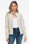 Snobbish PU Leather Biker Jacket with Side Zip Pockets