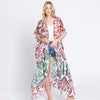 DIONA J DAMASK PRINT OPEN FRONT LONG KIMONO ONE SIZE COLOR RED