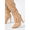 Cape Robbin Pointy Toe Buckle Over Knee Boots Nude Size 6.5