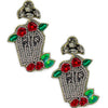 Halloween Seed Bead RIP Dangle Earring