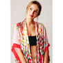 DIONA J MULTI PRINTED SILK KIMONO ONE SIZE COLOR RED