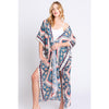 DIONA J BOHO PRINT KIMONO COVER UP ONE SIZE COLOR BEIGE