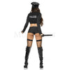 Naughty Arresting Police 7 Pc Zip Up Collar Crop Black Cosplay Costume Size M/L