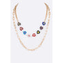 DIONA J COLOR HEART STRING LAYER NECKLACE GOLD/MULTI
