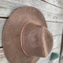 Faux suede wide brim panama hat with braided band
