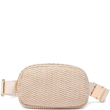 DIONA J WOVEN TEXTURED PATTERN NALA BELT BAG COLOR IVORY