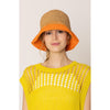 DIONA J TWO TONE STRAW BUCKET HAT ONE SIZE COLOR ORANGE