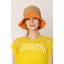 DIONA J TWO TONE STRAW BUCKET HAT ONE SIZE COLOR ORANGE