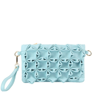 DIONA J WOMEN'S PATTERN DESIGN HAND ZIPPER CROSSBODY CLUTCH BAG COLOR BLUE