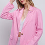 Love Tree One-Button Long Sleeve Linen Blazer