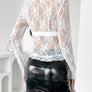 Mock Neck Long Sleeve Sheer Lace Top