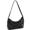 DIONA J WOMEN'S CHIC SMOOTH BUCKLE SHOULDER BAG COLOR BLACK