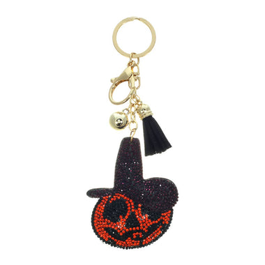 Rhinestone Halloween Pumpkin Tassel Key Chain