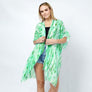 DIONA J ABSTRACT FOIL PRINT KIMONO ONE SIZE COLOR GREEN