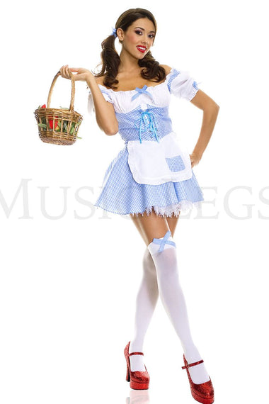 Peasant dress with lace up bodice and apron